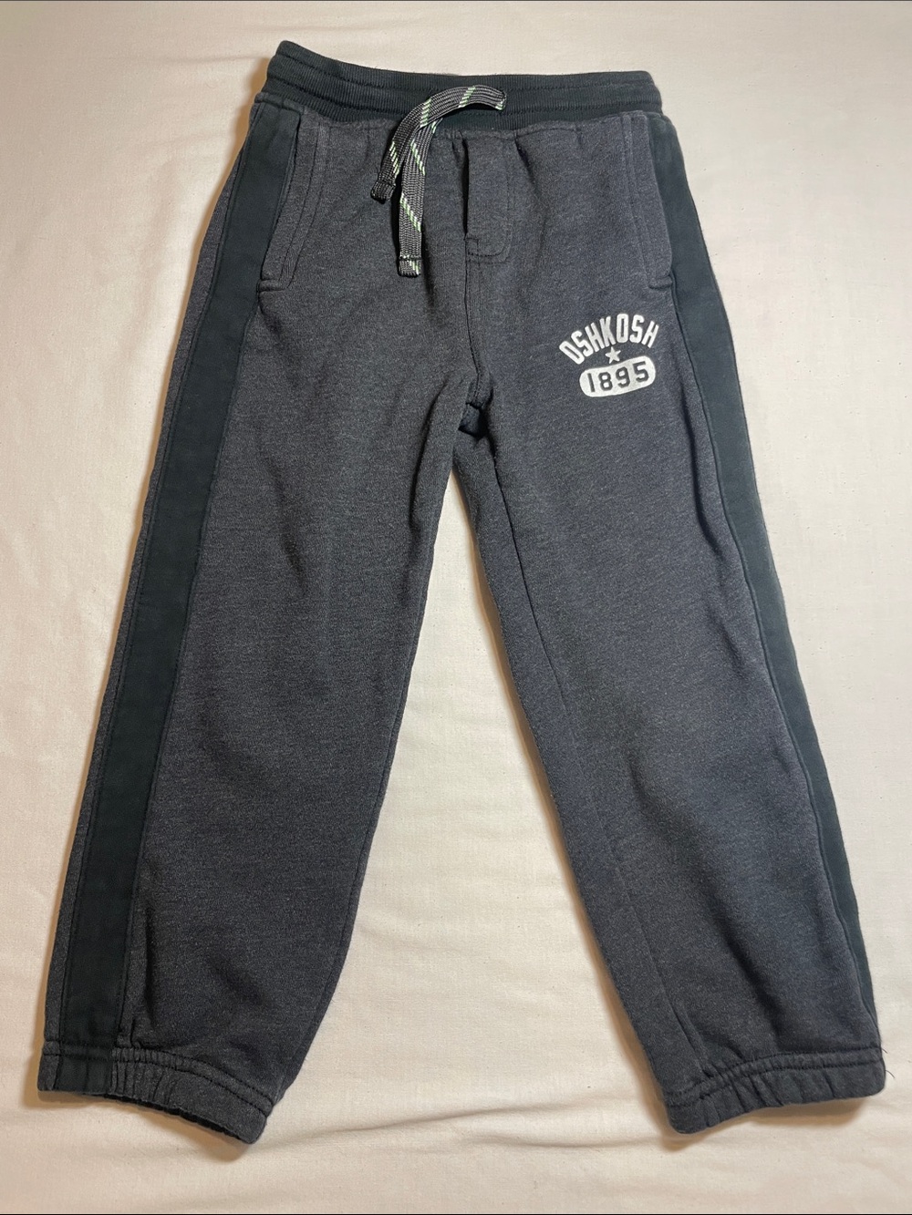 OshKosh B'gosh Dark Gray Fleece Jogger Pants with Side Stripe